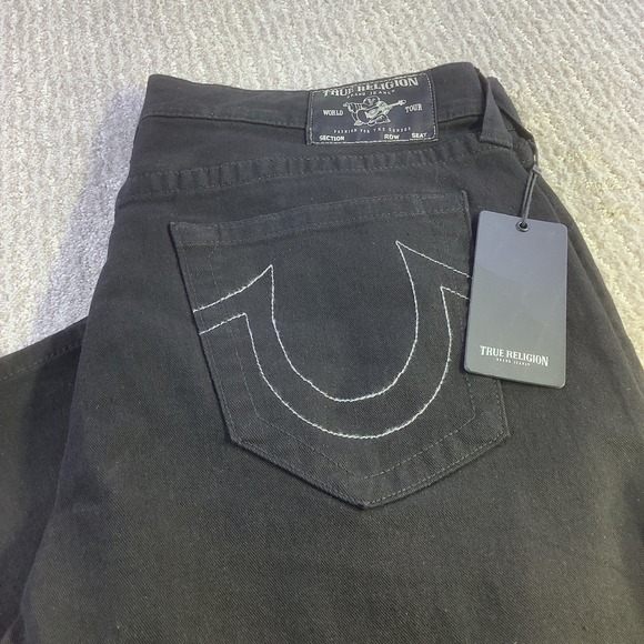 True Religion Geno Relaxed Slim Black Jeans Mens Size 36 x 32 NWT - Picture 1 of 16